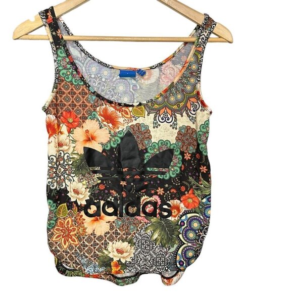 Farm Rio x Adidas Floral Mosaic Garden Crew Tank Shirt Sleeveless Top‎ Size XS - Picture 1 of 6